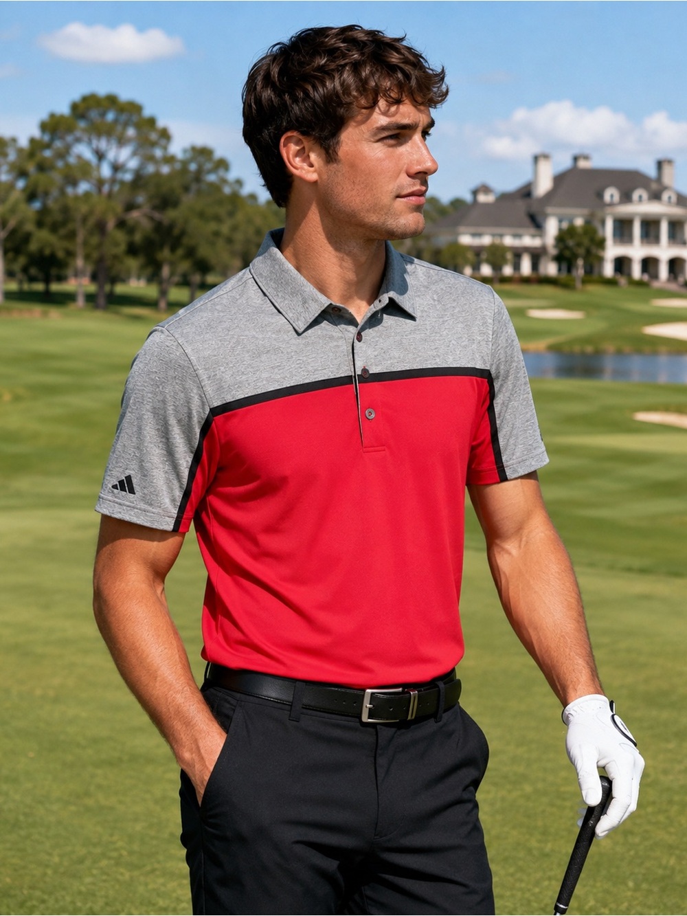 Adidas Ultimate Colorblock Golf Polo Men’s M NWT Red Gray